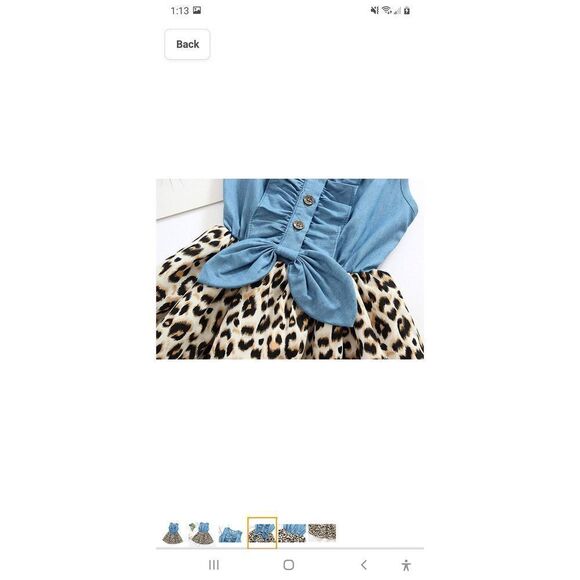 New Sz 90 (2T) MingAo Denim Cheetah Leopard Animal Print Dress Elastic Waist - Picture 6 of 11